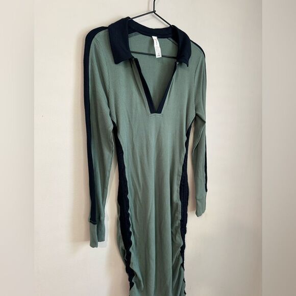 Anthropologie Daily Practice Long Sleeve Color block Polo Midi Dress - Picture 7 of 11